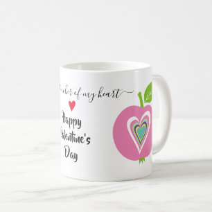 Lehrer Valentinstag farbenfrohe Herzen rosa Apfel Kaffeetasse