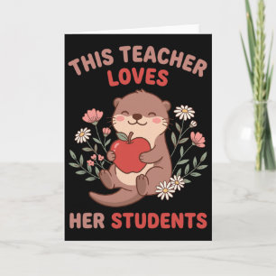 Lehrer Valentinstag Otter Apfel Liebe Schüler Flor Karte