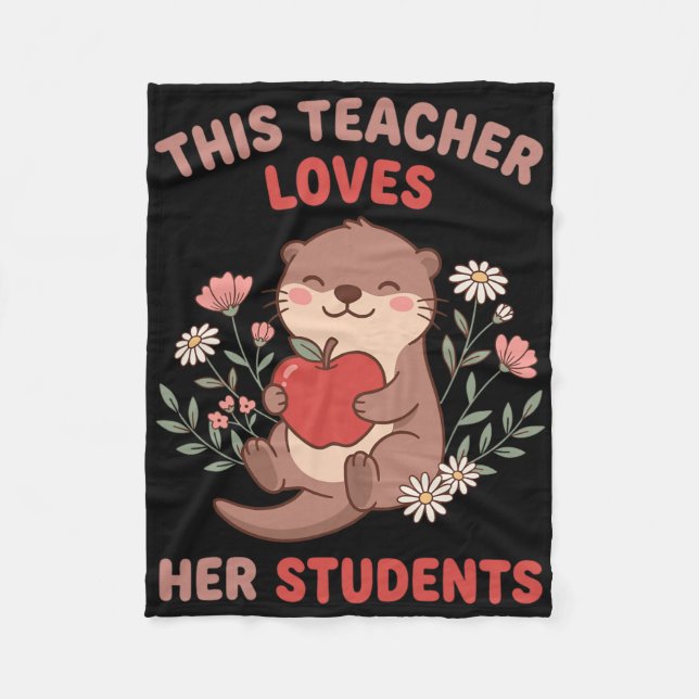 Lehrer Valentinstag Otter Apfel Liebe Studenten Fl Fleecedecke (Vorderseite)