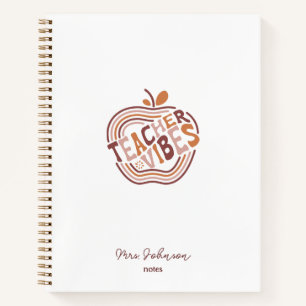 Lehrer Vibes Boho Apfel Personalisiertes Dankeschö Notizbuch