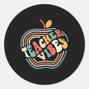 Lehrer Vibes Retro Erster 1. Schultag Byck T Runder Aufkleber