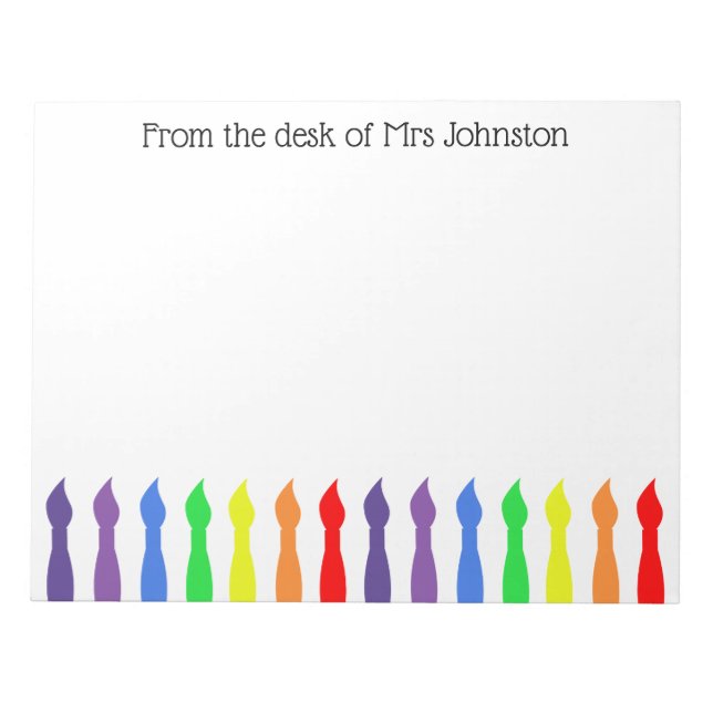 Lehrer, vom Schreibtisch aus, Ihr Name, Kunstpinse Notizblock (Vorderseite)