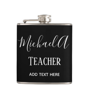 LEHRER VON MÄNNERN - Klassisches Schwarz-weißes Pe Flachmann