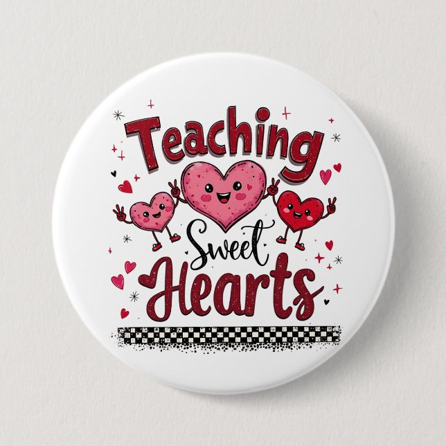 Lehrer von Sweet Hearts Funny Valentine Button (Vorderseite)
