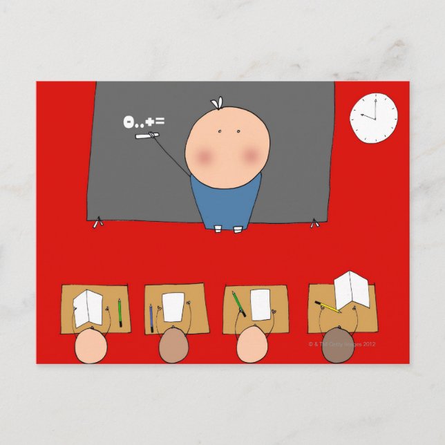 Lehrer vor Klassenzimmer, erhöhte Ansicht Postkarte (Vorderseite)