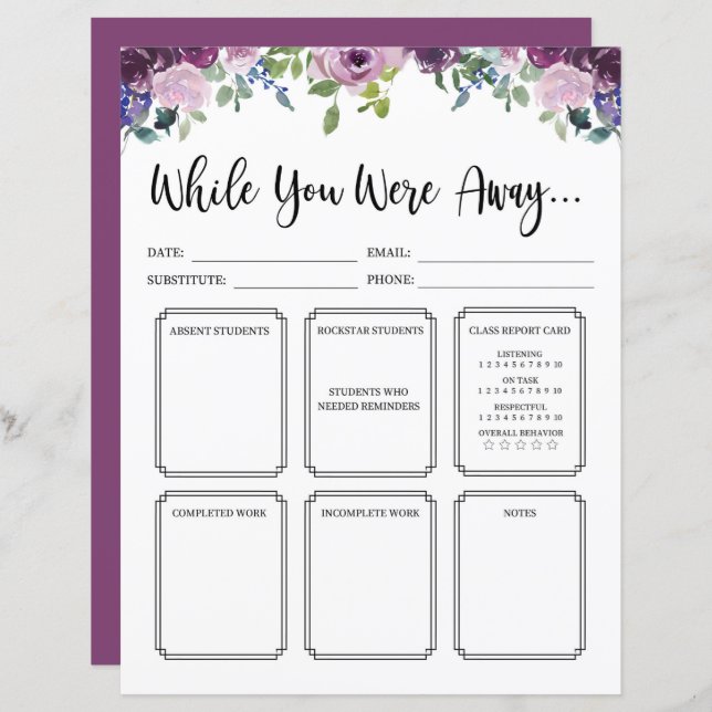 Lehrer während des Abwesens (Vorne/Hinten)