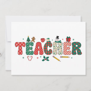Lehrer Weihnachten Kariert Buchstaben Bleistift Le Einladung
