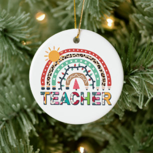 Lehrer Weihnachten Regenbogen Licht Weihnachten Keramik Ornament