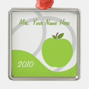 Lehrer-Weihnachtsverzierung - grünes Apple Silbernes Ornament