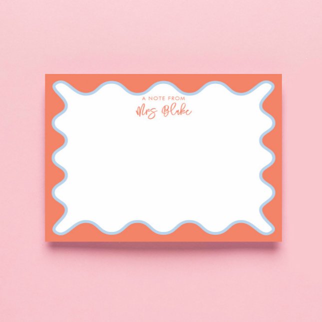 Lehrer Wertschätzung Blue Peach Wavy Notizblock (Von Creator hochgeladen)