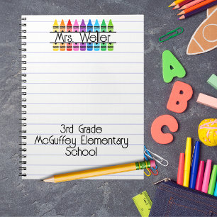 Lehrer Wertschätzung Personalisiert Red Crayon Lin Notizblock
