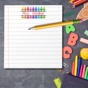 Lehrer Wertschätzung Personalisiert Red Crayon Lin Notizblock