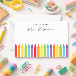 Lehrer Wertschätzung Rainbow Crayon Mitteilungskarte