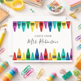 Lehrer Wertschätzung Rainbow Crayon Mitteilungskarte
