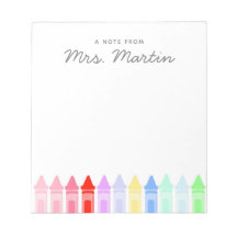 Lehrer Wertschätzung Rainbow Crayon Notepad Gesche