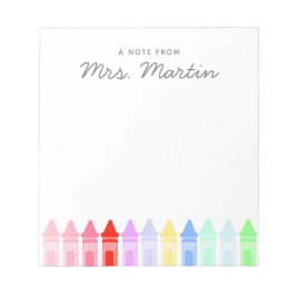 Lehrer Wertschätzung Rainbow Crayon Notepad Gesche Notizblock