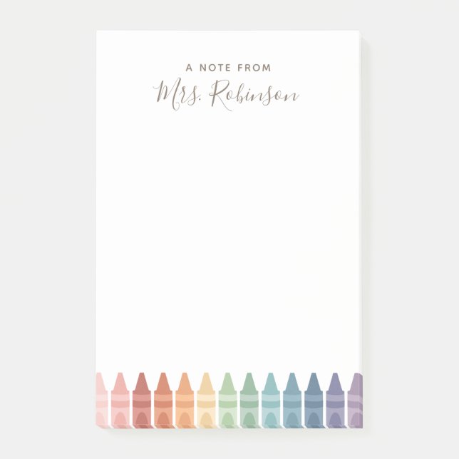 Lehrer Wertschätzung Rainbow Crayon Post-it Klebezettel (Vorderseite)