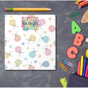 Lehrer Wertschätzung Rainbow Pencil Ladybug Brauch Notizblock
