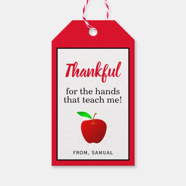 Lehrer Wertschätzung Red Apple dankbar Geschenkanhänger (Vorderseite)
