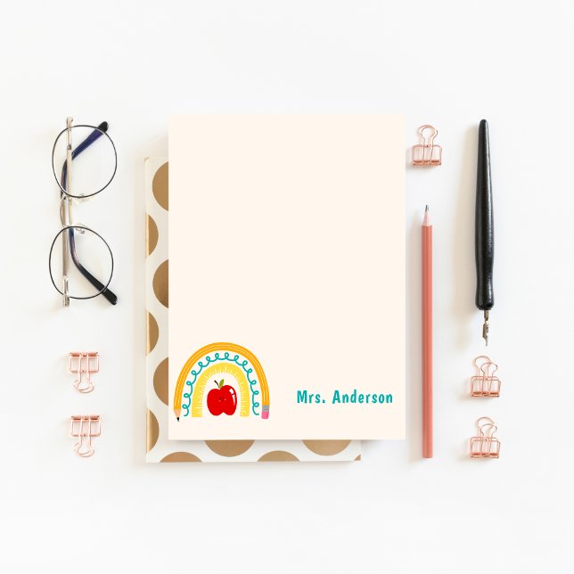 Lehrer Wertschätzung Retro Rainbow Apple Custom Notizblock (cute kindergarten rainbow school teacher notepad
)