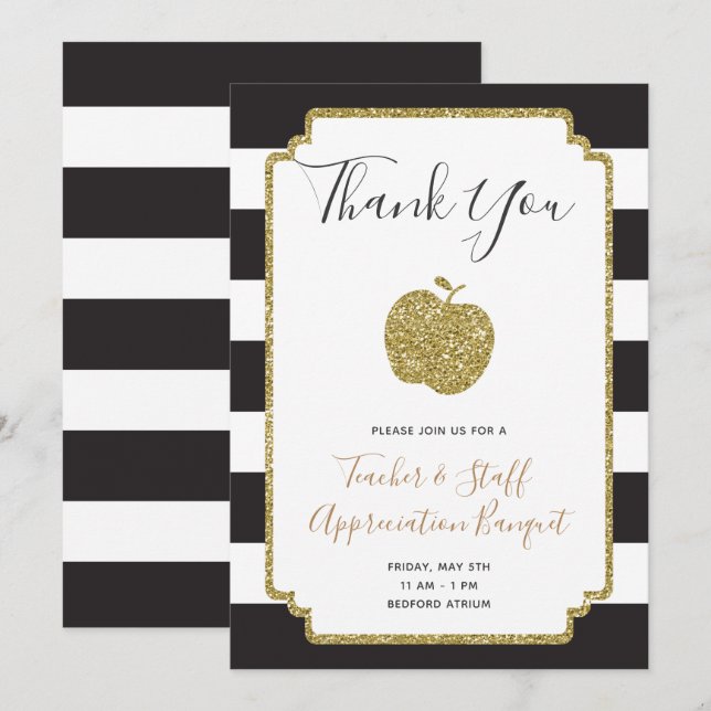 Lehrer Wertschätzung Woche Einladung Schule Apple (Vorne/Hinten)