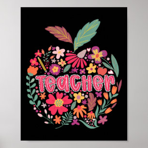 Lehrer Wildblume Glücklicher erster Schultag zurüc Poster