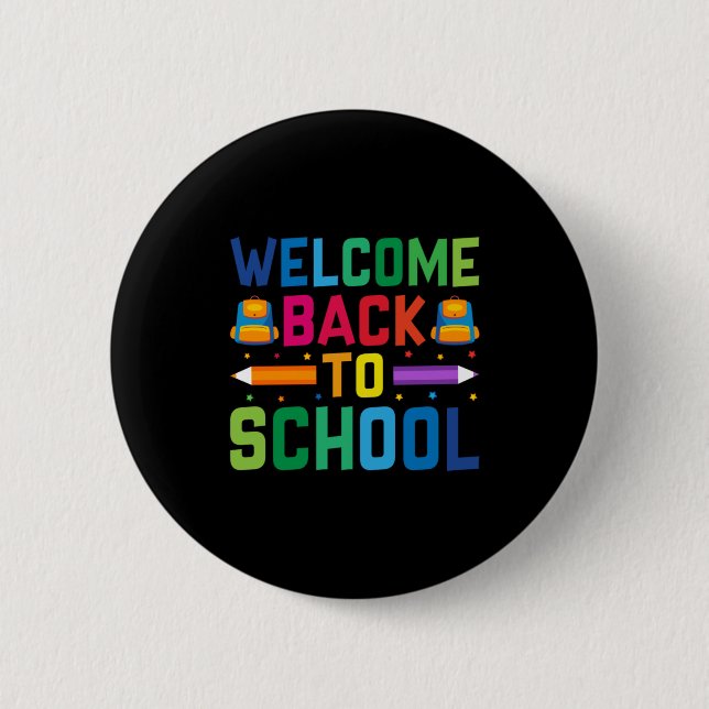 Lehrer willkommen zurück zur Schule Button (Vorderseite)
