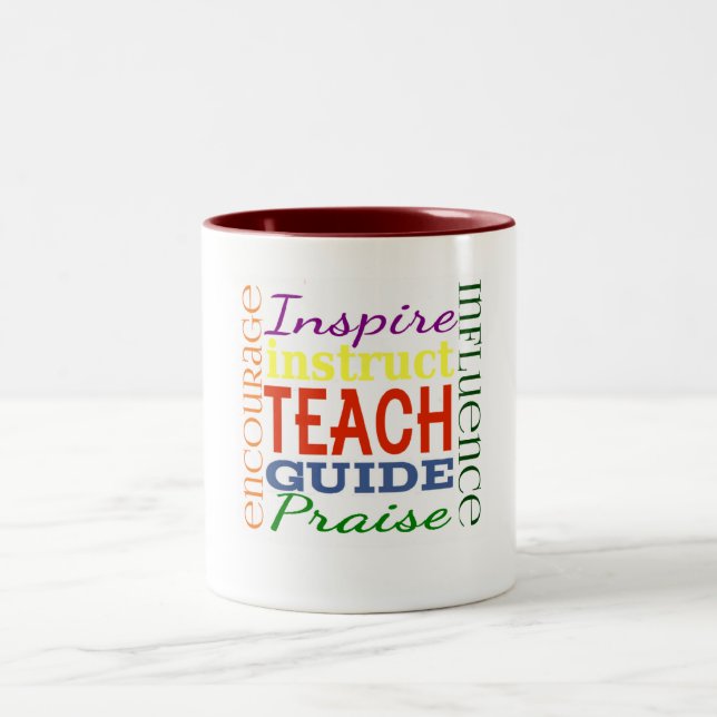Lehrer-Wort-Bild-Lehrer-Schulkinder Zweifarbige Tasse (Mittel)