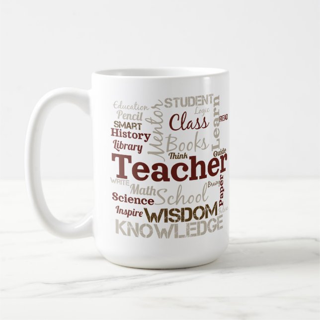 Lehrer-Wortwolke Kaffeetasse (Links)