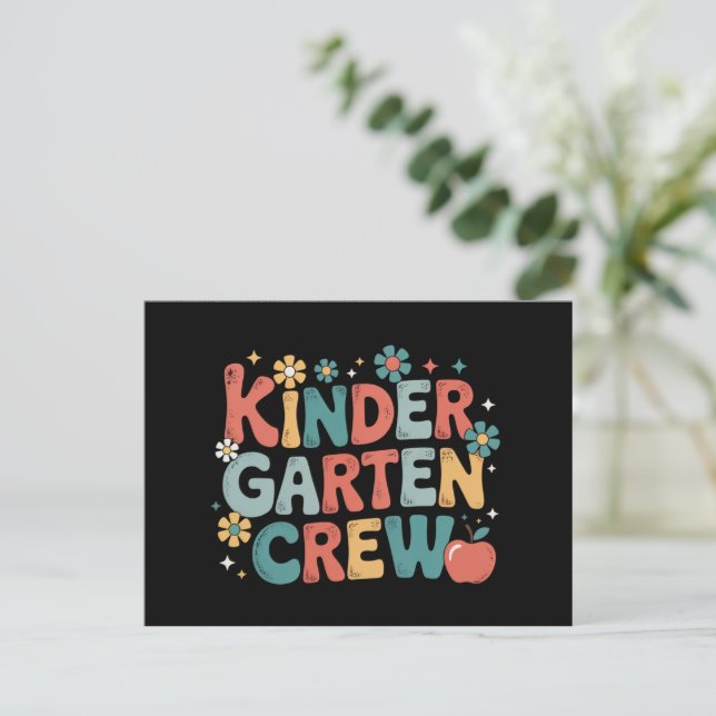 Lehrer zurück zur Crew des Kindergartens Postkarte (Stehend Vorderseite)