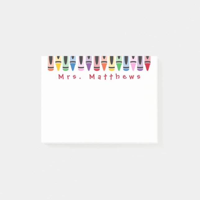 Lehrer zurück zur Schule Colour Crayon Niedlich Post-it Klebezettel (Vorderseite)