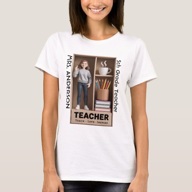 Lehreraktion Abbildung AI 3D-Modell für gegossene  T-Shirt (Vorderseite)