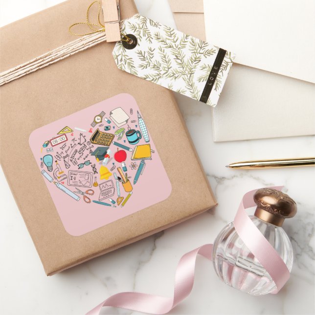 Lehrerassistent Professor Tool Heart Quadratischer Aufkleber (Schenken)