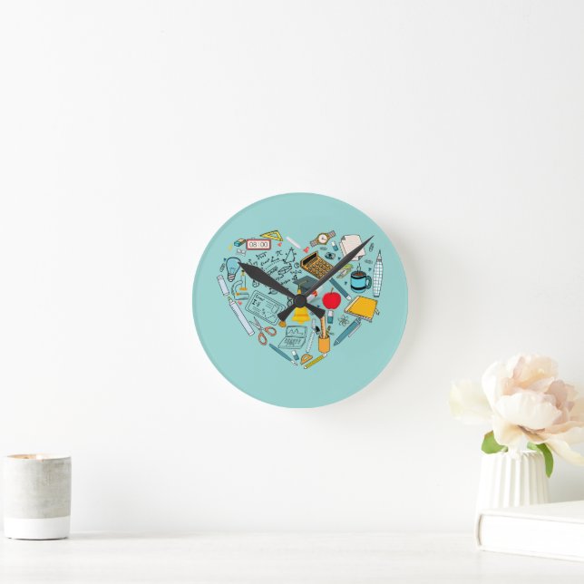 Lehrerassistent Professor Tool Heart Runde Wanduhr (Zuhause)