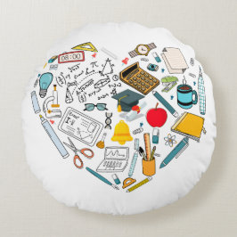 Lehrerassistent Professor Tool Heart Rundes Kissen