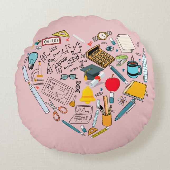 Lehrerassistent Professor Tool Heart Rundes Kissen (Vorderseite)