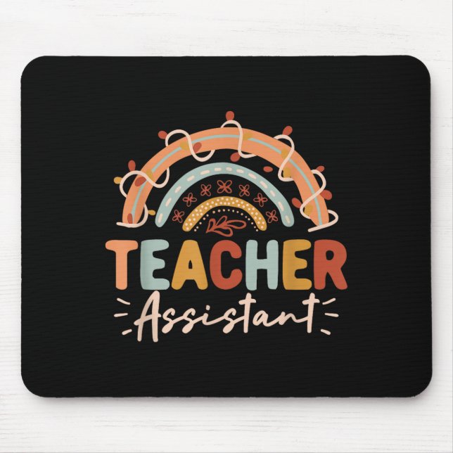 Lehrerassistent Regenbogen Zurück zur Schule Schül Mousepad (Vorne)