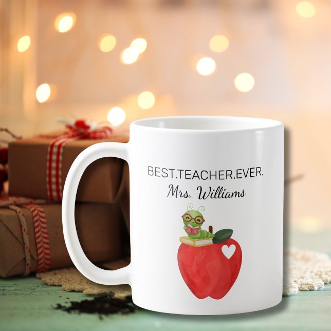 Lehrerbeste Würdigung Apfel Bücherwurm Bester Lehr Kaffeetasse (Von Creator hochgeladen)