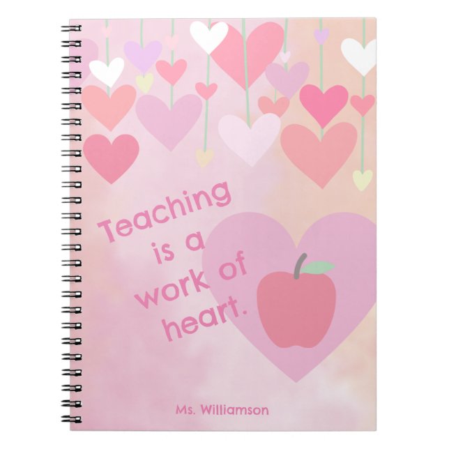Lehrerbewertung dank Apple Heart Monogram Notizblock (Vorderseite)
