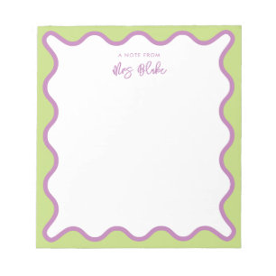 Lehrerbewertung Lila grüne Wavy Notizblock