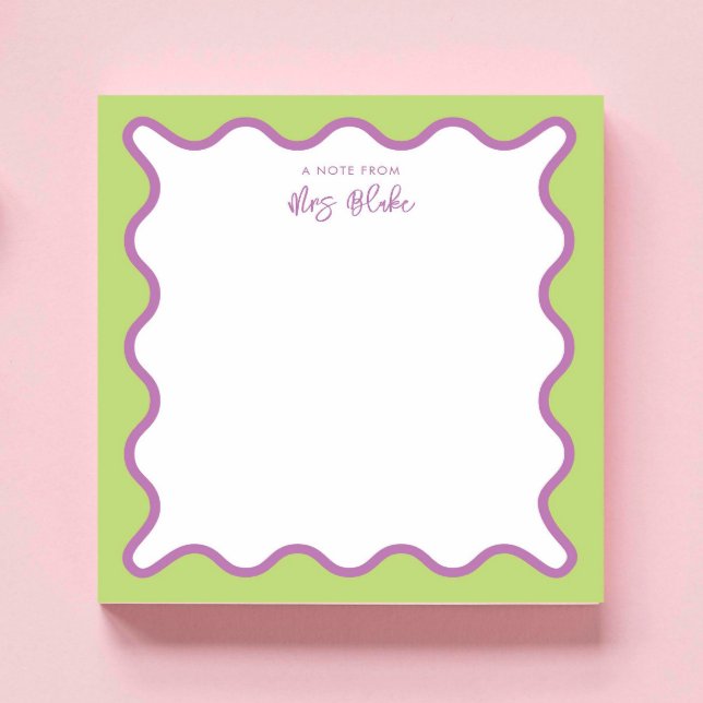 Lehrerbewertung Lila grüne Wavy Notizblock (Von Creator hochgeladen)