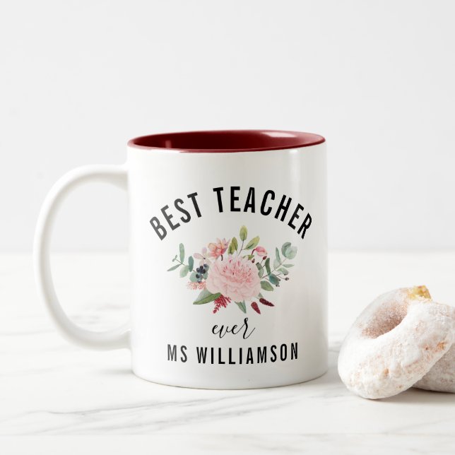 Lehrerbewertung Personalisiert Zweifarbige Tasse (Mit Donut)