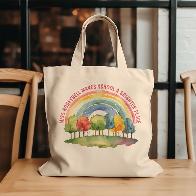 Lehrerbewertung Rainbow-Regenwald am hellsten Plat Tragetasche (Brighter Place Teacher Appreciation Rainbow Forest Tote Bag)