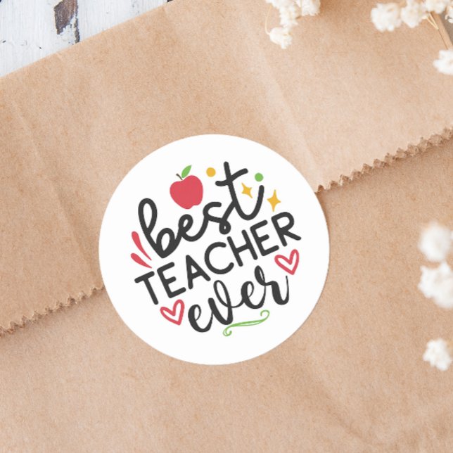 Lehrerbewertung Runder Aufkleber (Let your teachers know they are the best with these fun stickers.)