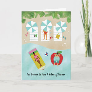 Lehrerbewertung Woche Sommerurlaub am Strand Dankeskarte