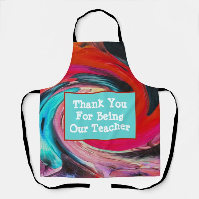 Lehrerbewertungsklasse Vivid Swirled Gefärbte Kraw Schürze (Vorderseite)