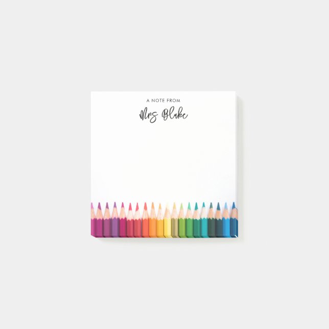 Lehrerbewertungsstitel Rainbow Pencils Post-it Klebezettel (Vorderseite)