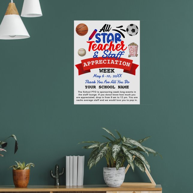 Lehrerbewertungswoche Alle Star-PTO-Strecke Poster (Wohnzimmer 1)