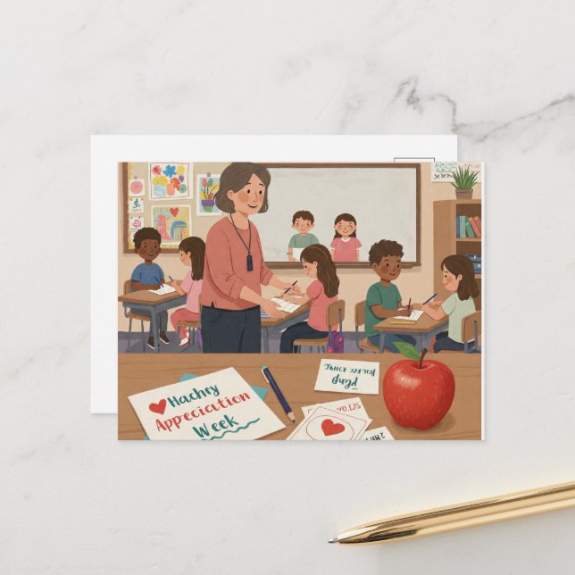 Lehrerbewertungswoche Postkarte (Vorderseite/Rückseite Beispiel)