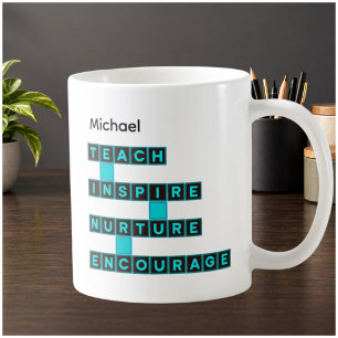 Lehrerbildner Werte Türkis Schwarz Personalisiert Kaffeetasse